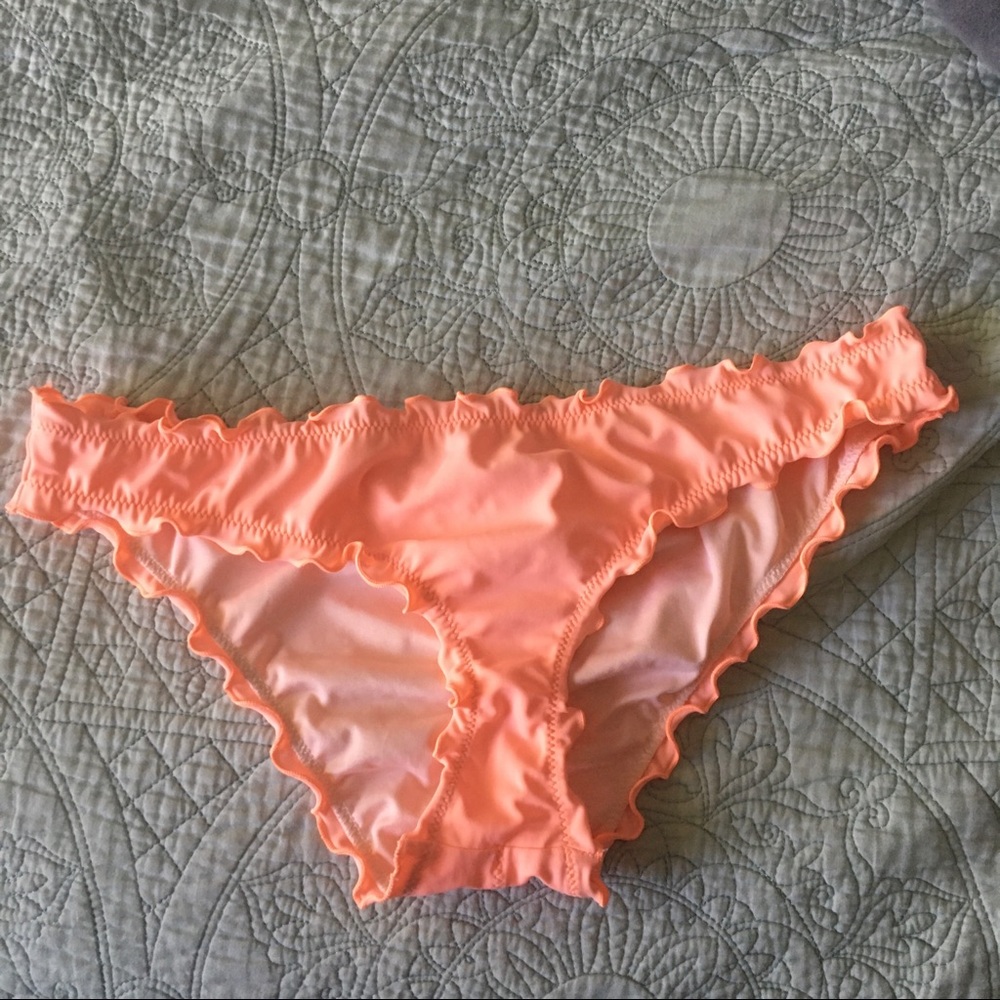 Coral cheeky bathing suit bottoms